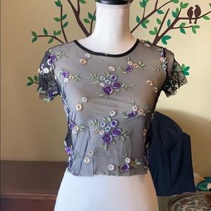 Urban Outfitters sheer floral crop top Small NWT